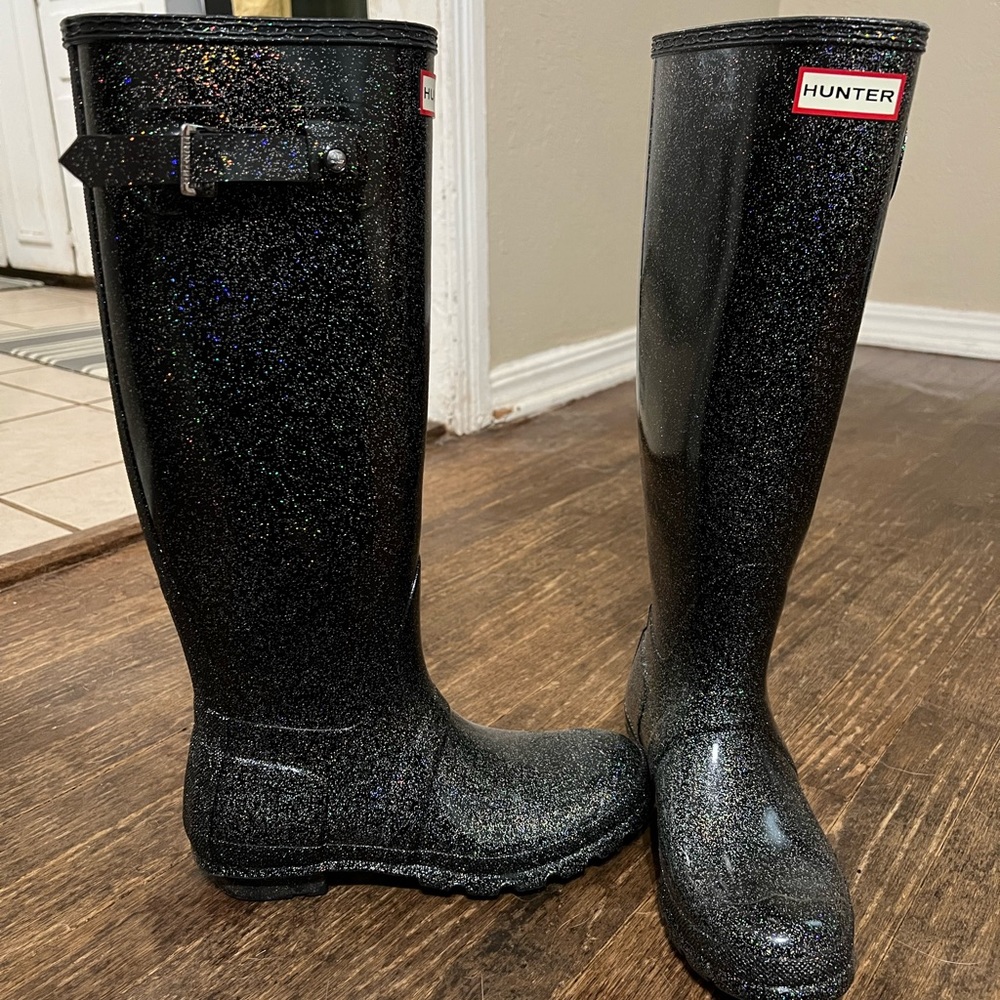 Tall Black/Multi Color Hunter Rain Boots